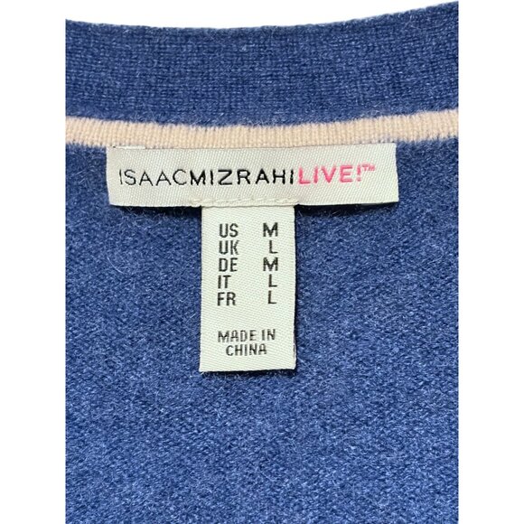 Isaac Mizrahi Live Womens Blue V-Neck Cashmere Sweater Size M - Picture 5 of 7